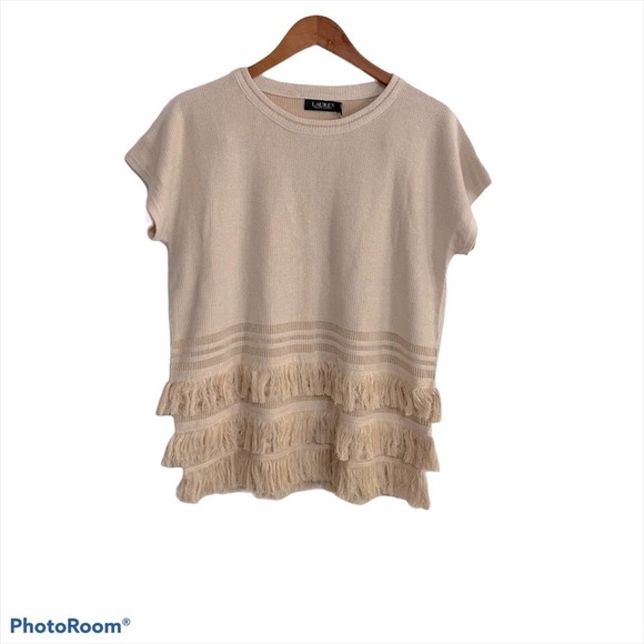 NWT Ralph Lauren Fringe trim Linen Blend boho top - Picture 9 of 11
